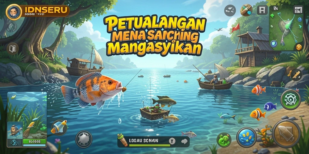 Tampilan gameplay <strong>IDNSERU</strong> saat menangkap ikan dengan grafis yang indah.