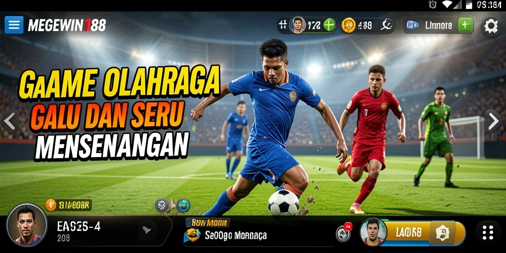 Screenshot utama MEGEWIN188 menampilkan aksi seru dari gameplay olahraga.