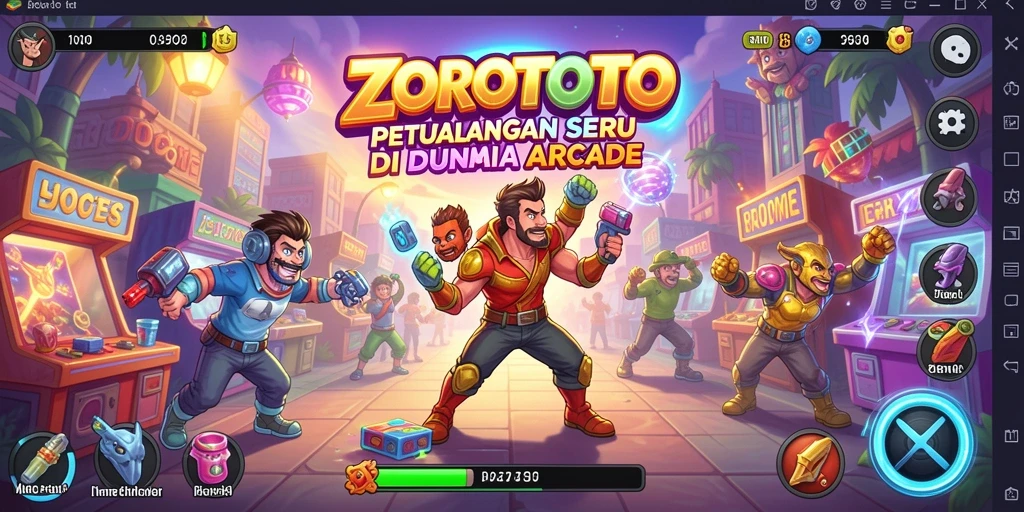 Gameplay ZOROTOTO yang seru dan menantang dalam suasana arcade.